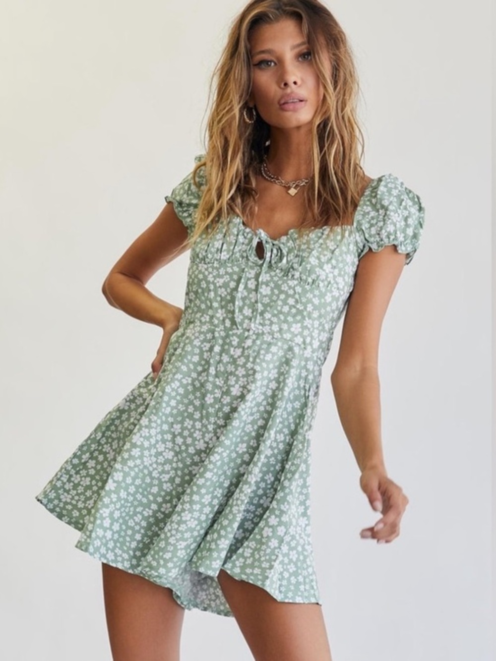 Princess Polly Sage Green Floral Romper